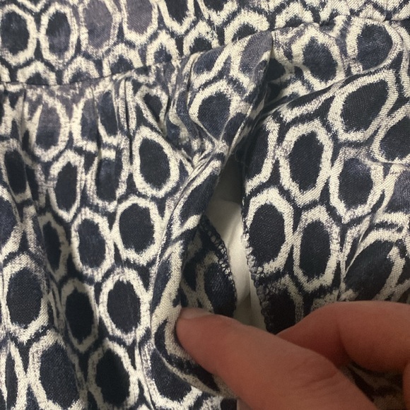 LOFT Linen Blend A-Line Skirt Navy Ivory - Size S - Picture 3 of 5